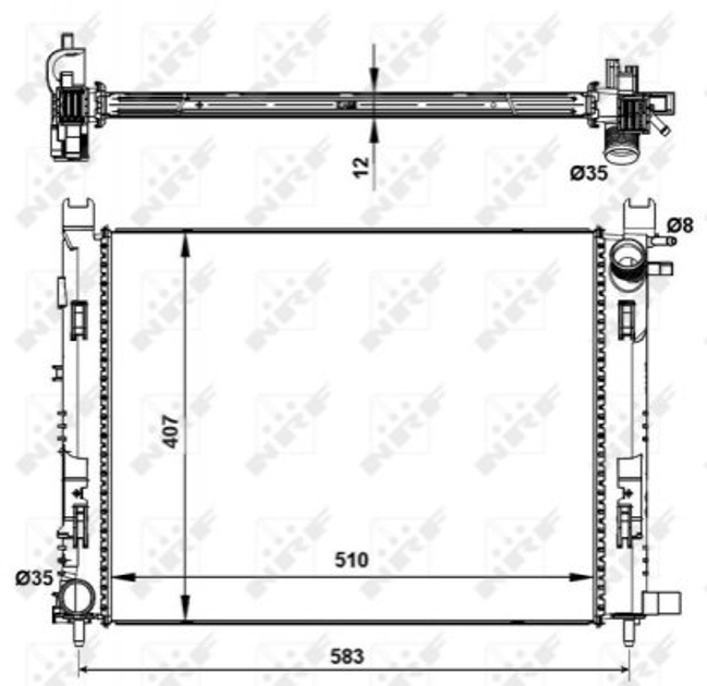 Радіатор основний Dacia Lodgy, Logan II, Renault Captur, Clio 1.2TCE/1.6/1.5DCI 08.12- NRF (58444) - зображення 1