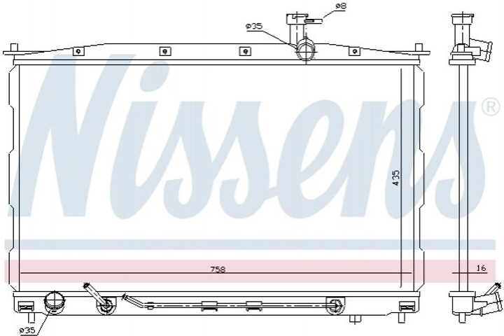 Радіатор охолодження HYUNDAI Santa Fe II (CM) (вир-во Nissens) Nissens (67505) - зображення 1