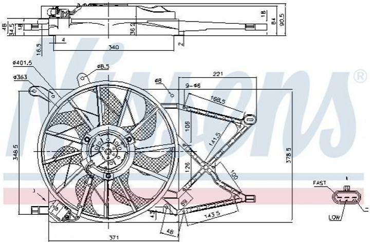 Вентилятор радіатора OPEL ASTRA G (98-) (вир-во Nissens) Nissens (85154) - зображення 1