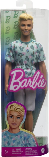 Lalka Barbie Ken Fashionistas Doll #211 With Blond Hair And Cactus Tee (HJT10) - obraz 5