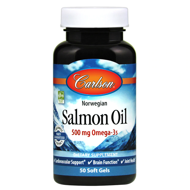 Масло лосося, Salmon Oil, Carlson Labs, норвезьке, 500 мг, 50 капсул (CAR-01502) - Фото 1 Масло лосося, Salmon Oil, Carlson Labs, норвезьке, 500 мг, 50 капсул (CAR-01502) - зображення 1