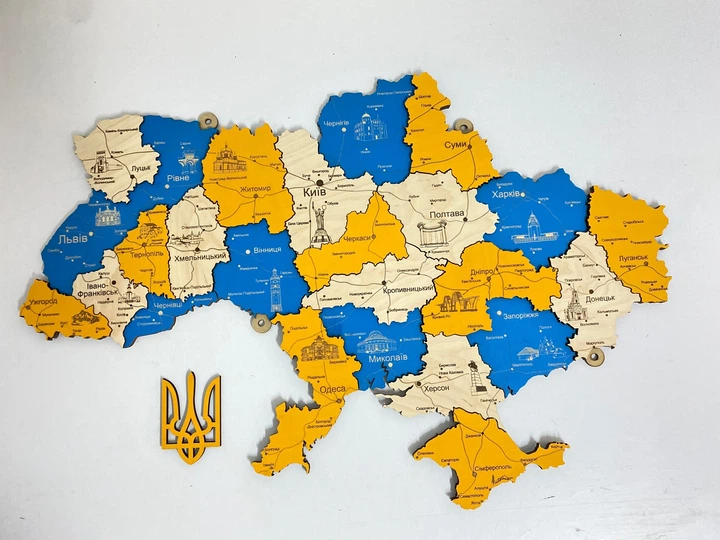 Деревянная Многослойная карта Украины "Патріот" 100×67 см Travel - изображение 3