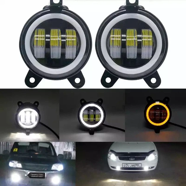 Протитуманні LED Фари круглі / Лінза з ДХО та поворотом / D87мм / 10-30V / 15W / 7000K / 2 шт - изображение 2