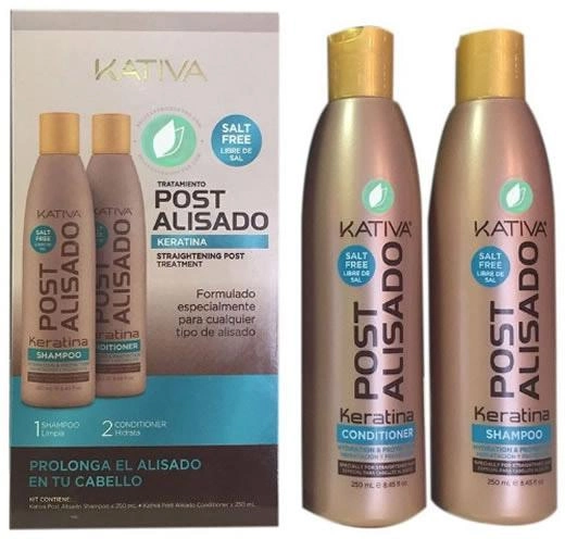 Шампунь для живлення волосся Kativa Keratina Shampoo Straight Hair 250 мл Set 2 Pieces (7750075024267) - зображення 1