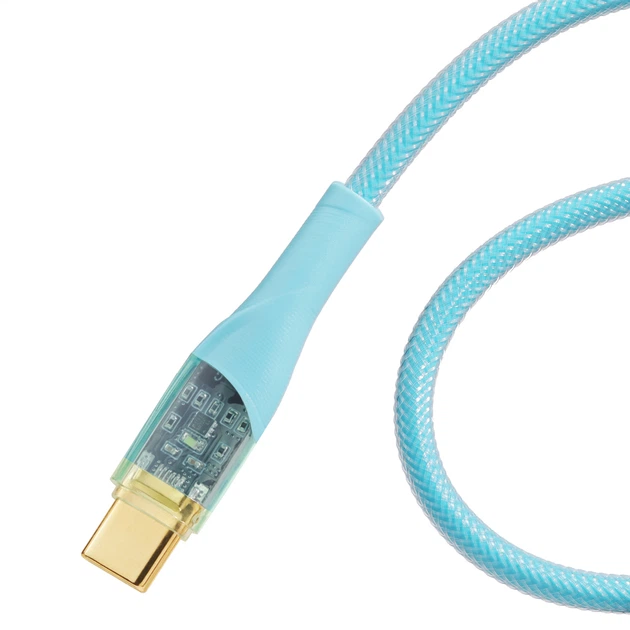 Кабель Essager Interstellar Transparent Design USB Type-C to USB Type-C 100W 1 м Blue (EXCTT1-XJ03-P) - изображение 2