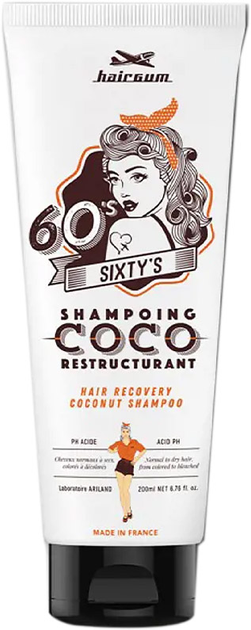 Шампунь Hairgum Sixty's Recovery Coconut Shampoo 200 мл (3426354088629) - зображення 1
