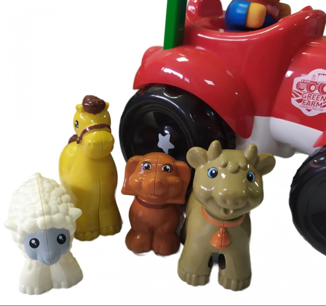 Трактор музыкальный Limo Toy с прицепом звуки подсветка 4 фигурки 36см Красный (M 5572 UA) - изображение 3