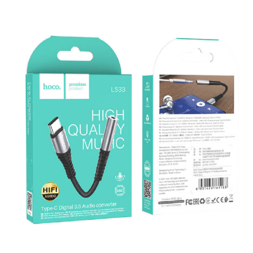 Перехідник HOCO Type-C Digital 3.5 LS33 12 см DAC 5г grey - зображення 4