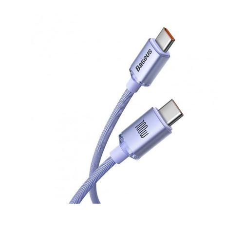 Кабель Baseus Crystal Shine Series Type-C to Type-C 100W 120см CAJY000601 purple - зображення 2