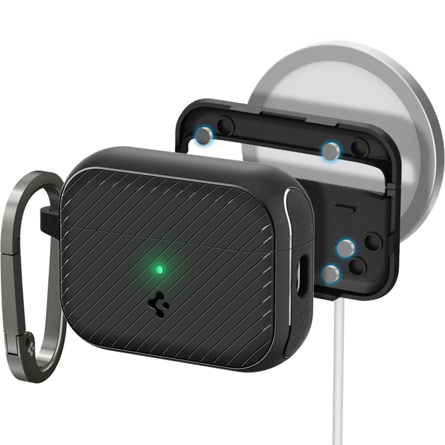 Чохол для навушників Spigen AirPods Pro 2 Mag Armor with MagSafe, Black (ACS05484) - Фото 10 Чохол для навушників Spigen AirPods Pro 2 Mag Armor with MagSafe, Black (ACS05484) - зображення 10