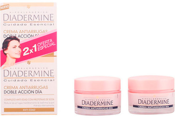 Набір для догляду за обличчям Diadermine Double Action Anti Wrinkle Day Cream 2х50 мл (8410020818844) - зображення 1