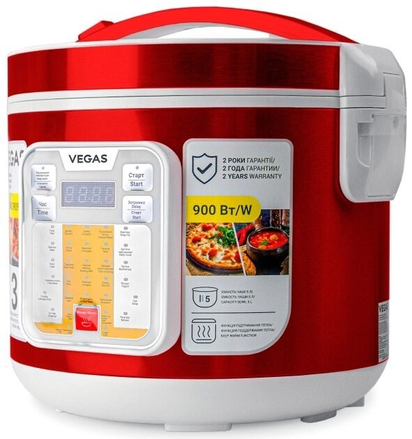 Мультиварка VEGAS VMC-9090 R 5 л 31 программы 900 Вт Красный/Белый - изображение 2