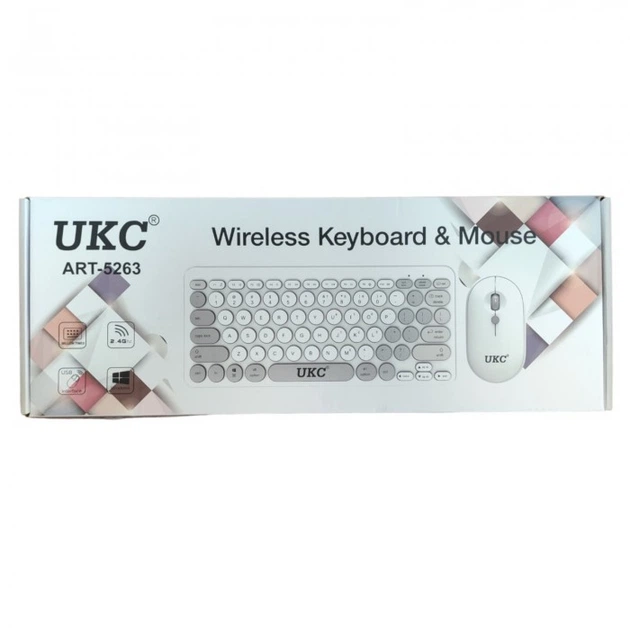 Беспроводная клавиатура mini и мышь keyboard 5263 + приёмник Белая - изображение 9