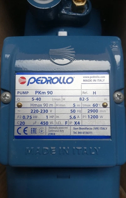 Pedrollo PKm 90 Вихревой насос (2.4 м³, 90 м, 0.75 кВт) - изображение 2