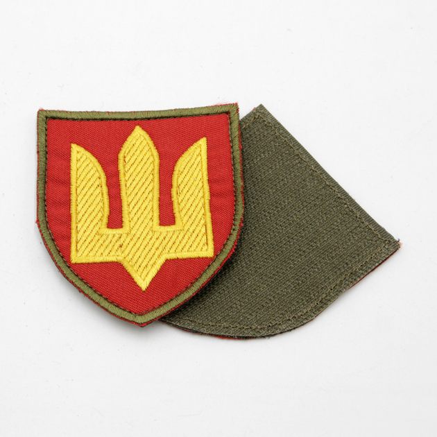 Шеврон Ракетных войск желтый, нашивка-патч красный Тризуб, вышитой Шеврон ЗСУ для артилерии - изображение 2