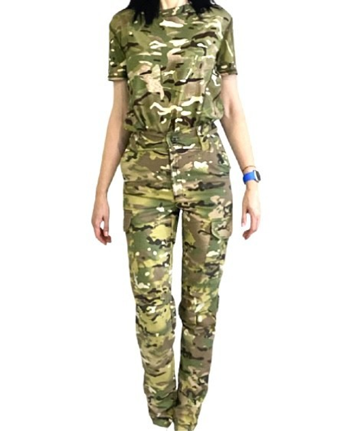 Жіноча футболка тактична військова L мультикам - зображення 1