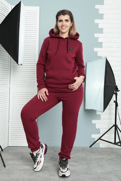 Теплий жіночий спортивний костюм Fashion 46/48 марсала - Фото 3 Теплий жіночий спортивний костюм Fashion 46/48 марсала - зображення 3