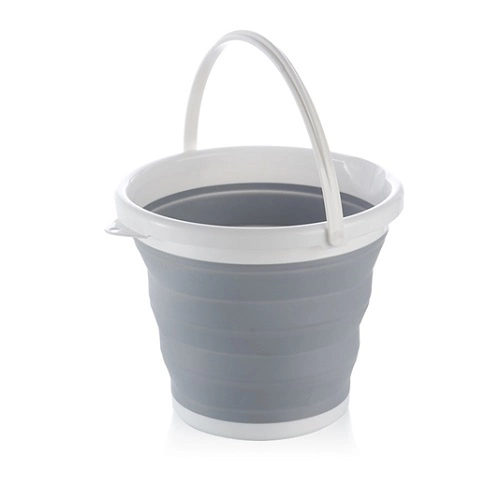 Відро 10 літрів туристичне складане Silicon Collapsible Bucket Сіре - изображение 3