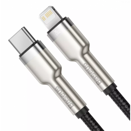 Кабель Baseus Cafule Metal Type-C to Lightning PD 20W (0.25m) Black (CATLJK-01) - Фото 4 Кабель Baseus Cafule Metal Type-C to Lightning PD 20W (0.25m) Black (CATLJK-01) - изображение 4