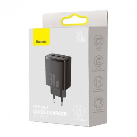 Зарядний пристрій Baseus Compact PD Charger 30W U+C Black (CCXJ-E01) - зображення 6