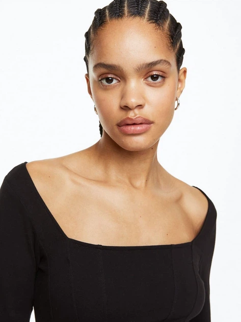 Боди-блуза женская H&M 1123802 L Черная (2000001400678) - Фото 4 Боди-блуза женская H&M 1123802 L Черная (2000001400678) - изображение 4