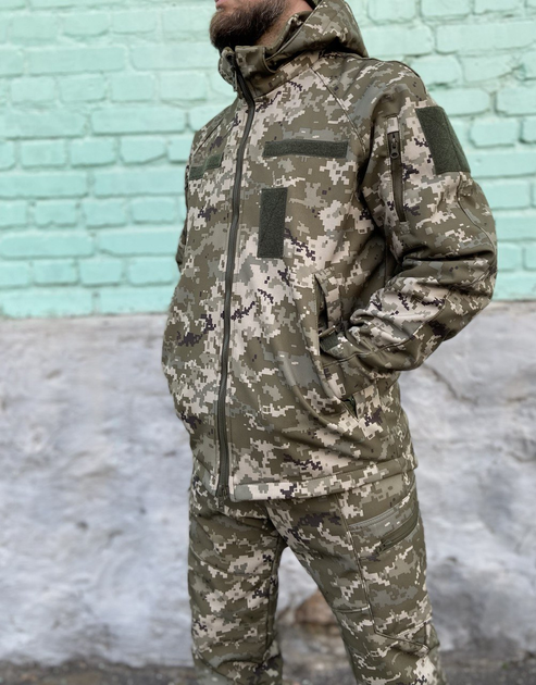Военный пиксельный костюм тактический камуфляжная форма для ВСУ софтшел демисезон пиксель 52-54 (194317) - изображение 2