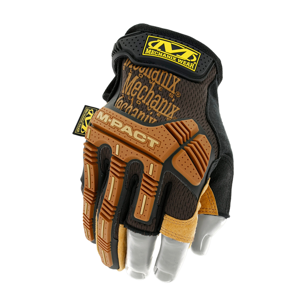 Рукавички тактичні Mechanix Wear M-Pact Leather Fingerless Framer Gloves Brown 2XL (LFR-75) - зображення 1
