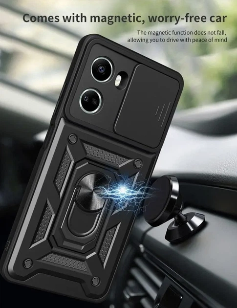 Чохол Camshield з кільцем-підставкою на Huawei Nova 10 SE black - зображення 6
