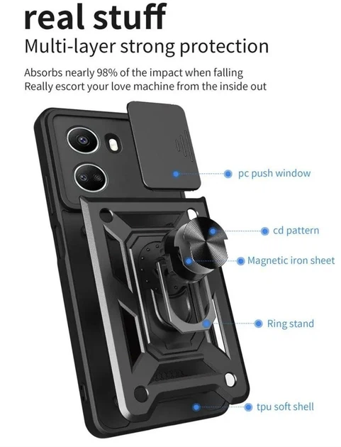 Чохол Camshield з кільцем-підставкою на Huawei Nova 10 SE black - зображення 7