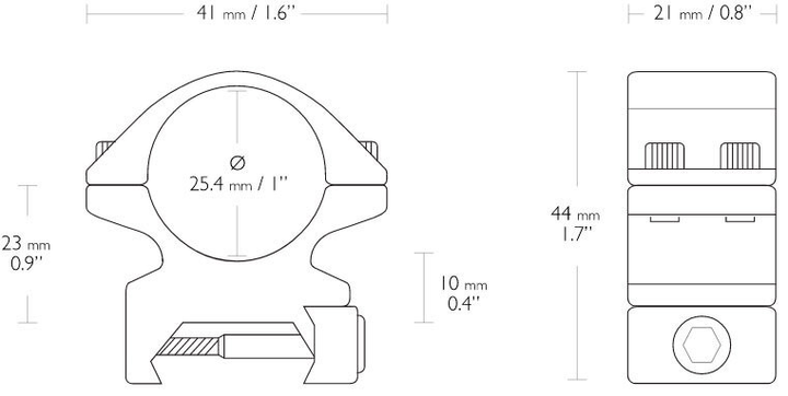 Кільця Hawke Match Mounts 1"(25.4) Medium. Сплав. Weaver - зображення 2