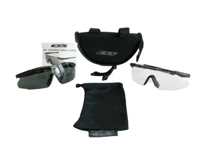 Балістичні окуляри ESS ICE 2X Black w/Smoke Gray & w/Clear Unit Issue - зображення 1