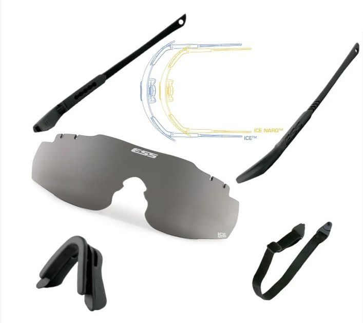 Балістичні окуляри ESS ICE NARO Smoke Gray Lens One Kit + Strap - зображення 1