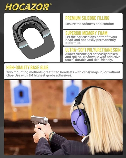 Змінні гелеві амбушюри Hocazor G-1001 Replacement Gel Ear Pads для активних навушників Howard Leight - зображення 2