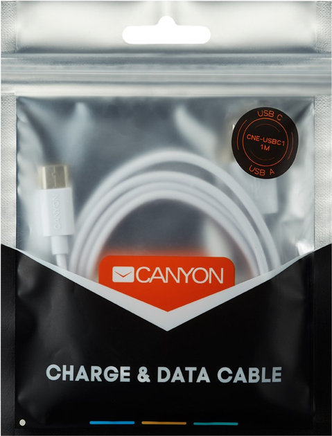 Kabel Canyon UC-1 USB - USB-C 5W 1m Biały (CNE-USBC1W) - obraz 2