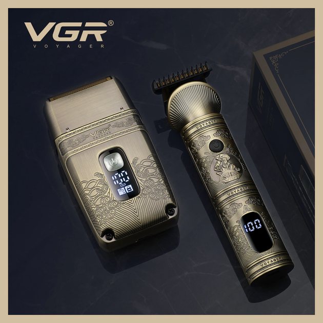 Набір для гоління тример зі змінними насадками та електробритва VGR V-649 для гоління бороди та вусів шейвер для ідеальної гладкості - зображення 6