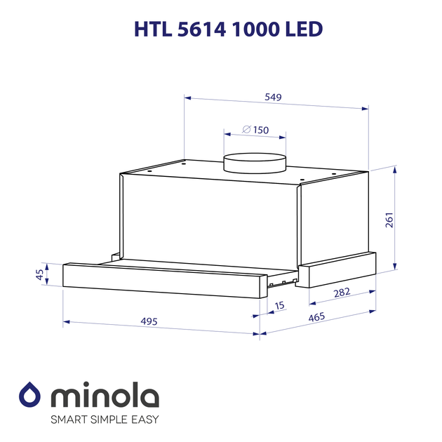 Вытяжка телескопическая Minola HTL 5614 WH 1000 LED - изображение 10