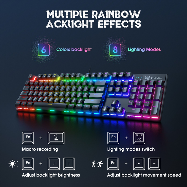 Клавіатура дротова Onikuma G27 RGB Blue Switches USB Black (6972470560978) - зображення 3