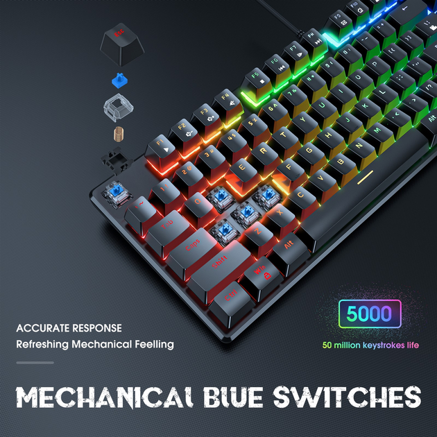 Клавіатура дротова Onikuma G27 RGB Blue Switches USB Black (6972470560978) - зображення 5