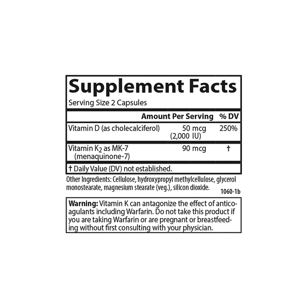 Витамин Д3 и К2, Vitamin D3 + K2, Carlson Labs, 60 капсул (CAR-10610) - изображение 3