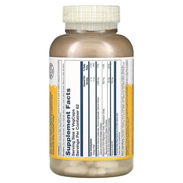 Кальций, магний и цинк, Calcium, Magnesium, Zinc, Solaray, 250 капсул (SOR-04561) - изображение 2