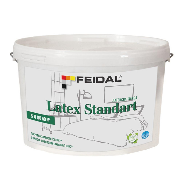 Тонированная краска латексная Feidal Latex Standart 5 л Пастельный цвет светло-серый (OW 3 a_Latex_Standart_5) - изображение 3