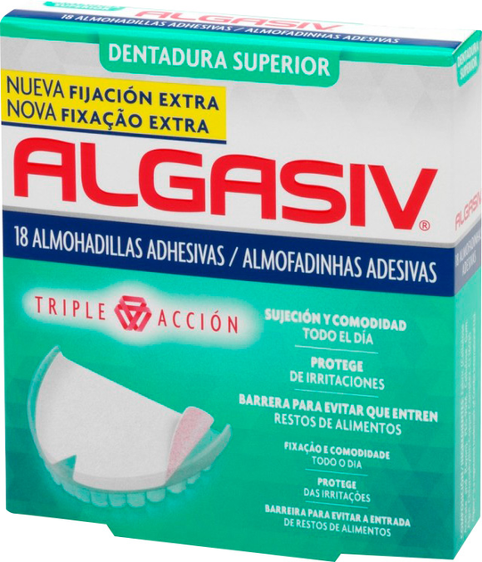 Фіксуючі прокладки Algasiv Denture Adhesive Seals для фіксації зубних протезів 18 шт (8413853500009) - зображення 1