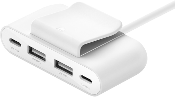 USB-подовжувач живлення Belkin 4-портовий 2xC 2xA 30 Вт білий (BUZ001BT2MWHB7) - зображення 1