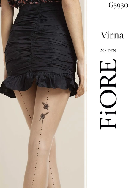 Колготки зі стрілкою - візерунком ззаду Fiore Virna 20 Den 2 Black/Pouder (Арт 0253) - зображення 4