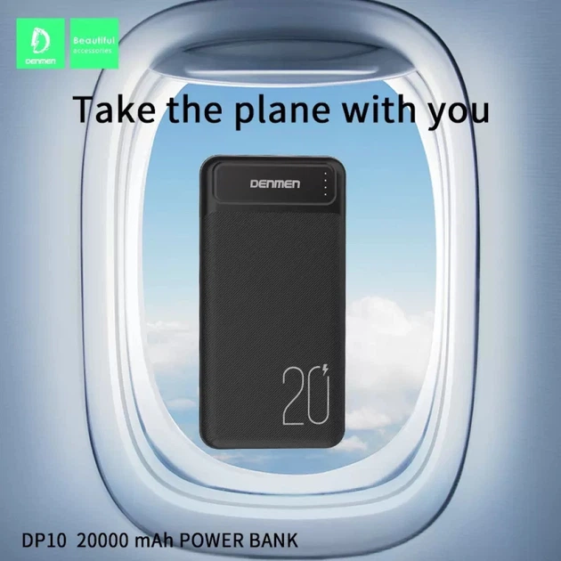 Павербанк повербанк DENMEN DP10 20000mAh |2A/2USB| Чорний - зображення 5