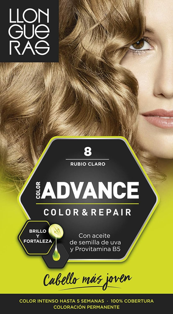 Farba kremowa z utleniaczem do włosów Llongueras Color Advance Hair Colour 8 Light Blond 125 ml (8410825420082) - obraz 1