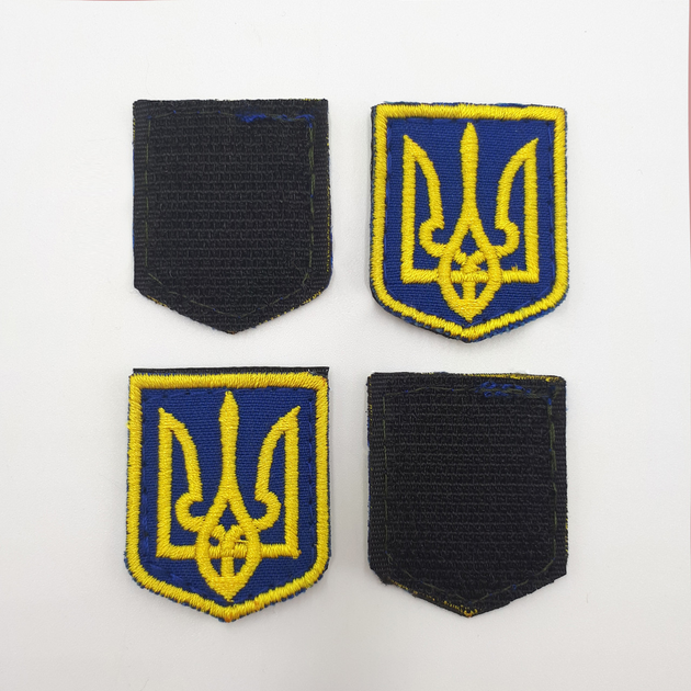 Тризуб Шеврон патч герб України 3*4 см, нашивка з липучкою, шеврон із вишивкою тризуб - зображення 2