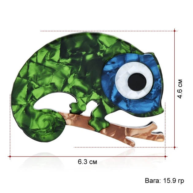 Брошь женская BROCHE бижутерия из акрила Large Животные Геккон зелёная BRSF112305 - Фото 2 Брошь женская BROCHE бижутерия из акрила Large Животные Геккон зелёная BRSF112305 - изображение 2