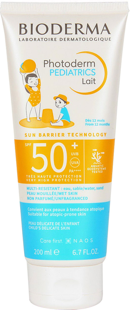 Сонцезахисний крем Bioderma Photoderm Pediatrics Lait SPF50+ 200 мл (3701129807293) - зображення 1