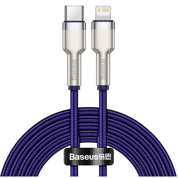 Кабель Baseus CATLJK-B05 Cafule Metal Type-C to Lightning PD 20W 2m purple - изображение 2